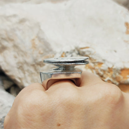Rare 1972 Lapponia Brutalist Sterling Silver Ring by Poul Havgaard