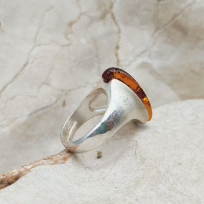 Lapponia Descriptive Silver and Amber Ring by Poul Havgaard 2002