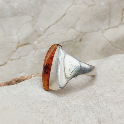 Lapponia Descriptive Silver and Amber Ring by Poul Havgaard 2002