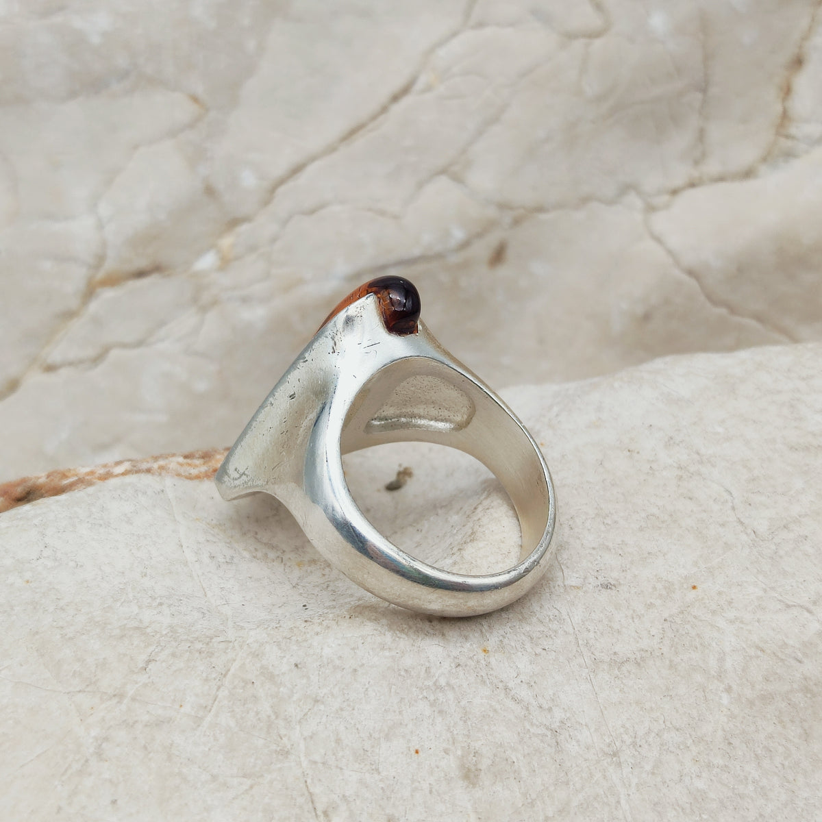 Lapponia Descriptive Silver and Amber Ring by Poul Havgaard 2002