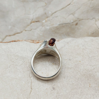 Lapponia Descriptive Silver and Amber Ring by Poul Havgaard 2002