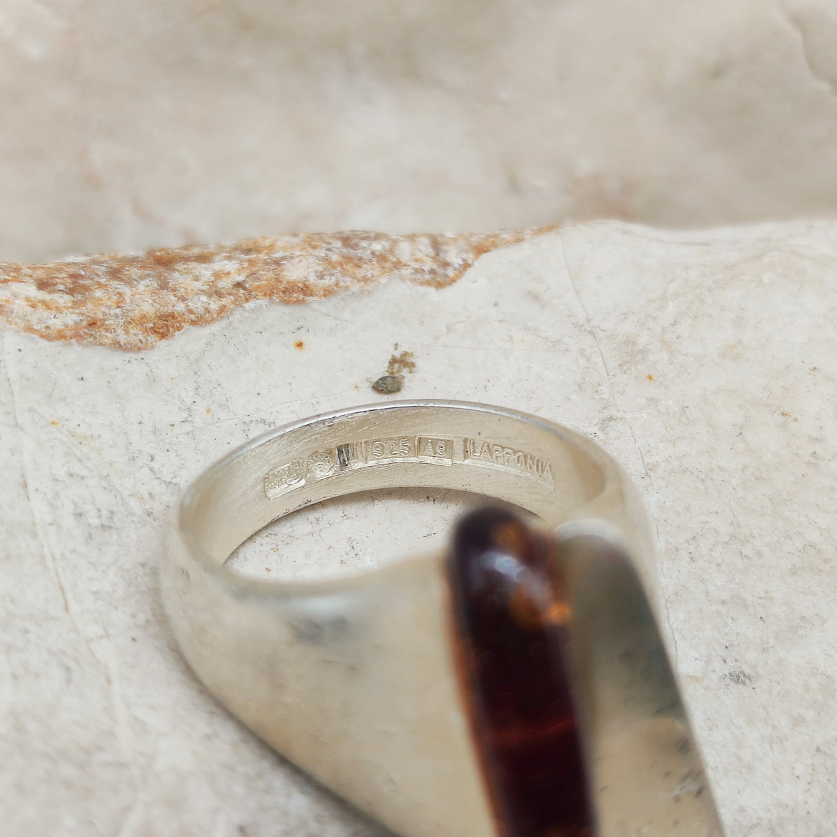 Lapponia Descriptive Silver and Amber Ring by Poul Havgaard 2002