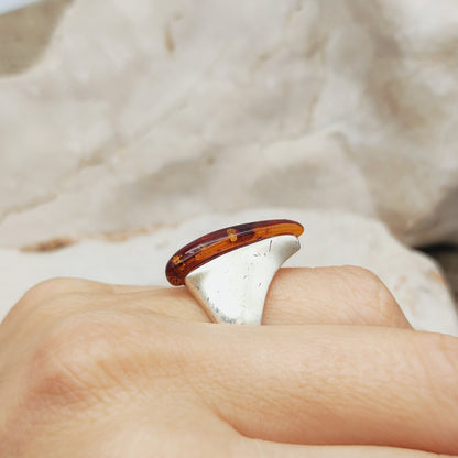 Lapponia Descriptive Silver and Amber Ring by Poul Havgaard 2002
