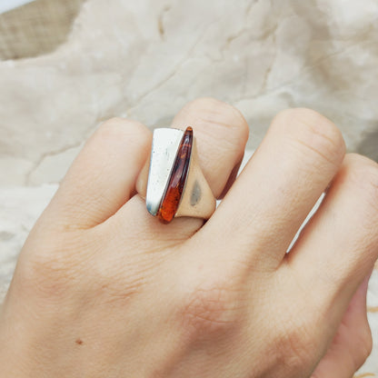 Lapponia Descriptive Silver and Amber Ring by Poul Havgaard 2002