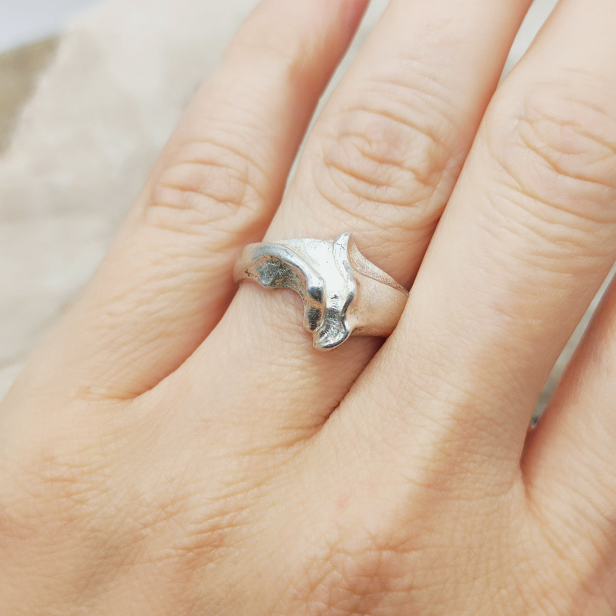 Vintage Lapponia Sculptural Sterling Silver Ring 1984