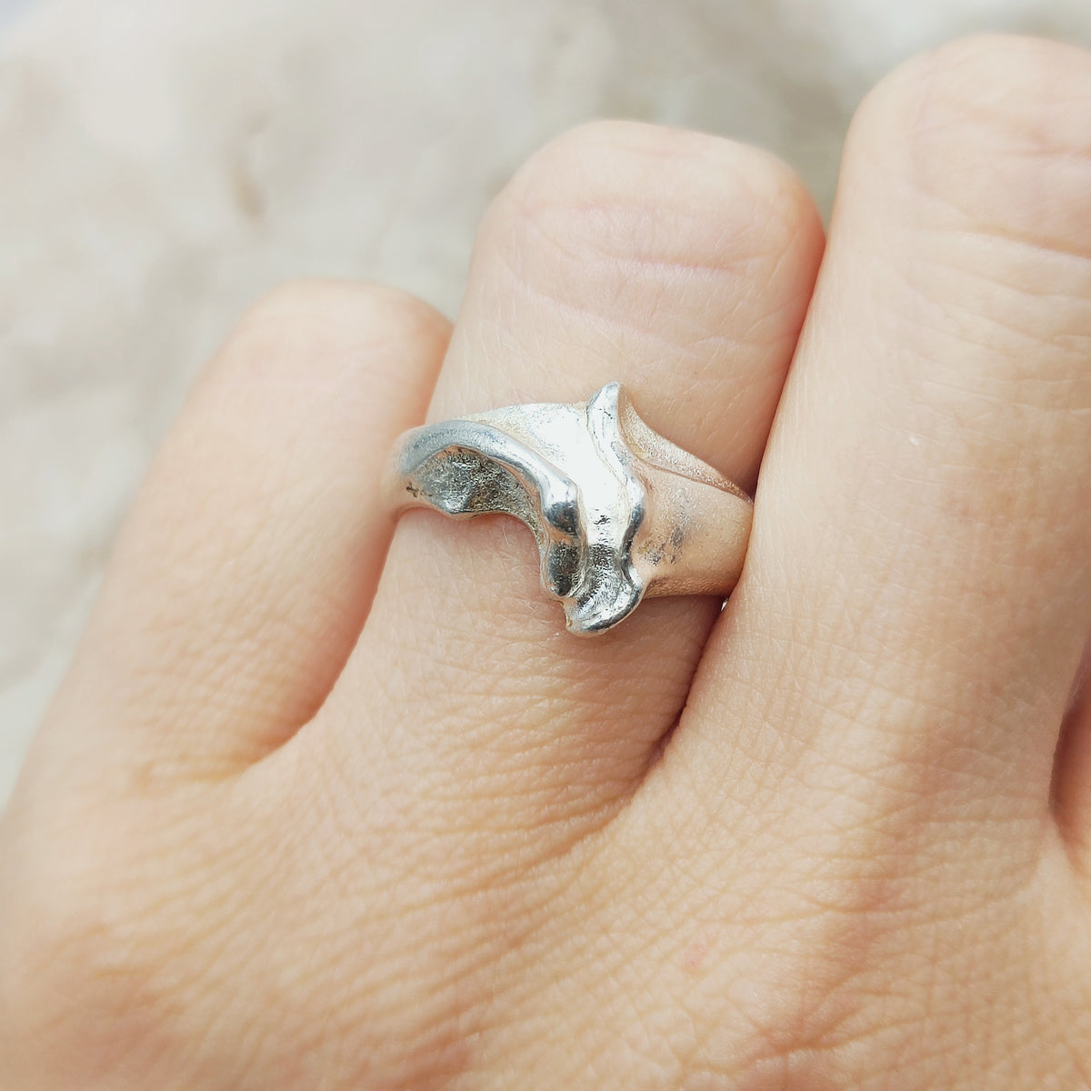 Vintage Lapponia Sculptural Sterling Silver Ring 1984