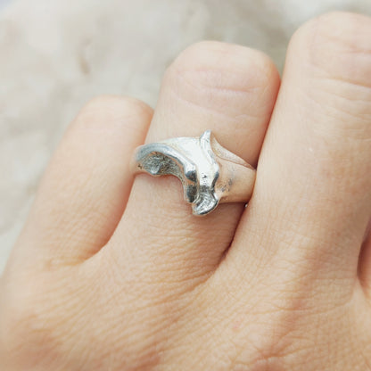 Vintage Lapponia Sculptural Sterling Silver Ring 1984