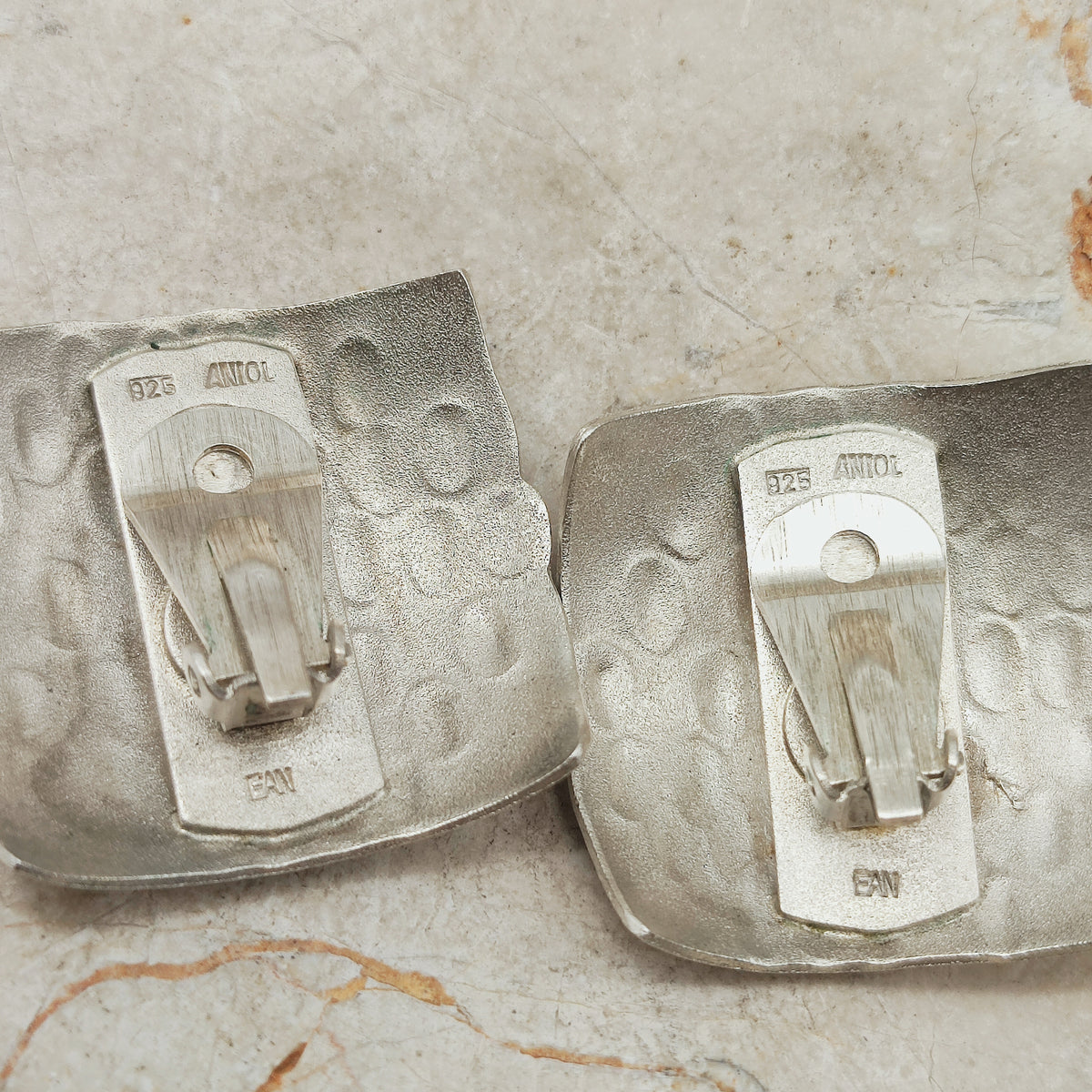 Signed Jan Suchodolski Sterling Silver, Gold Wash & Oxidised Clip-On Earrings