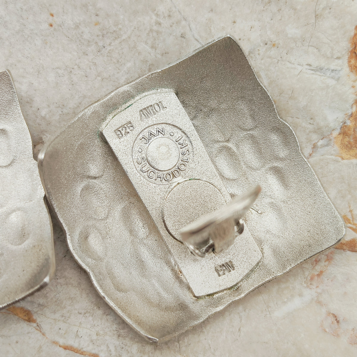 Signed Jan Suchodolski Sterling Silver, Gold Wash & Oxidised Clip-On Earrings
