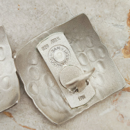Signed Jan Suchodolski Sterling Silver, Gold Wash & Oxidised Clip-On Earrings