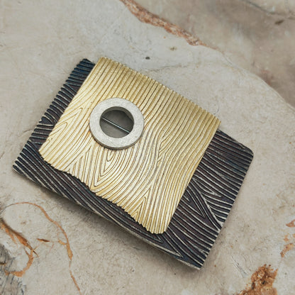 Signed Jan Suchodolski Sterling Silver, Gold Wash & Oxidised Brooch Pendant