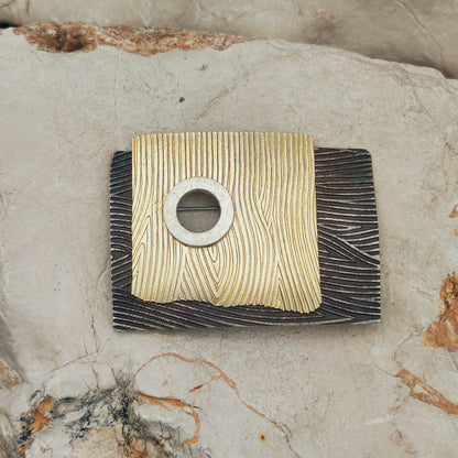 Signed Jan Suchodolski Sterling Silver, Gold Wash & Oxidised Brooch Pendant