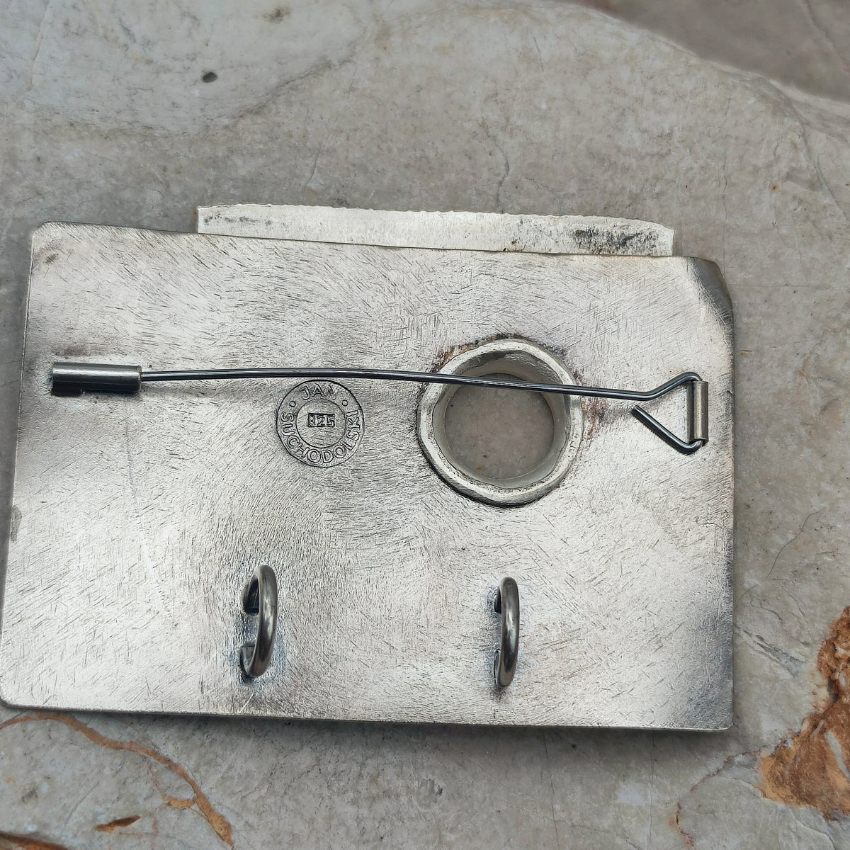 Signed Jan Suchodolski Sterling Silver, Gold Wash & Oxidised Brooch Pendant