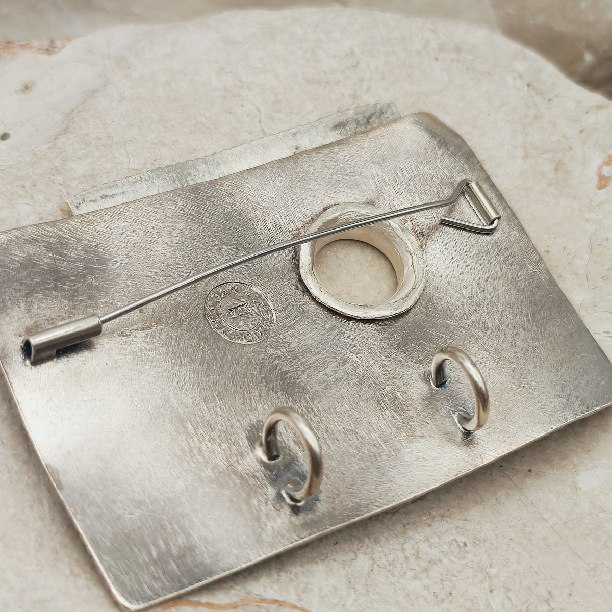 Signed Jan Suchodolski Sterling Silver, Gold Wash & Oxidised Brooch Pendant