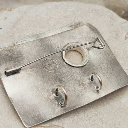 Signed Jan Suchodolski Sterling Silver, Gold Wash & Oxidised Brooch Pendant