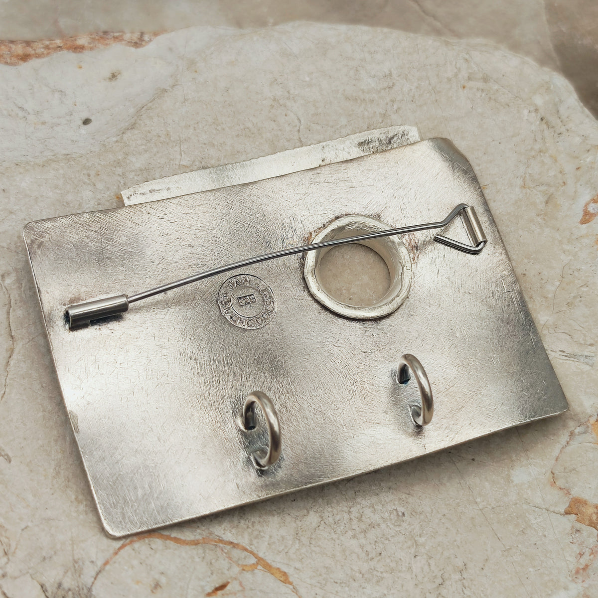 Signed Jan Suchodolski Sterling Silver, Gold Wash & Oxidised Brooch Pendant
