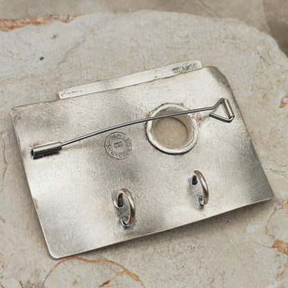 Signed Jan Suchodolski Sterling Silver, Gold Wash & Oxidised Brooch Pendant