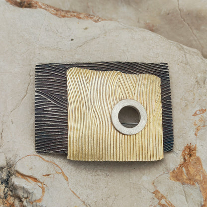 Signed Jan Suchodolski Sterling Silver, Gold Wash & Oxidised Brooch Pendant