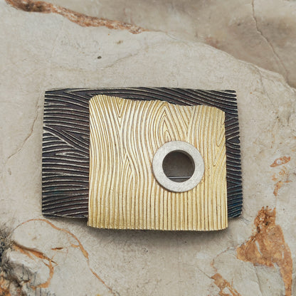 Signed Jan Suchodolski Sterling Silver, Gold Wash & Oxidised Brooch Pendant