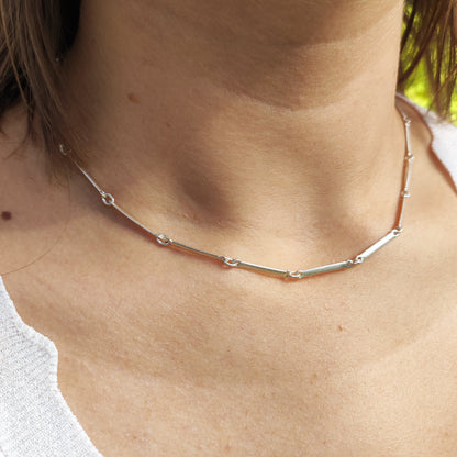 Vintage Lapponia Textured Bar-Link Sterling Silver Necklace, 2002