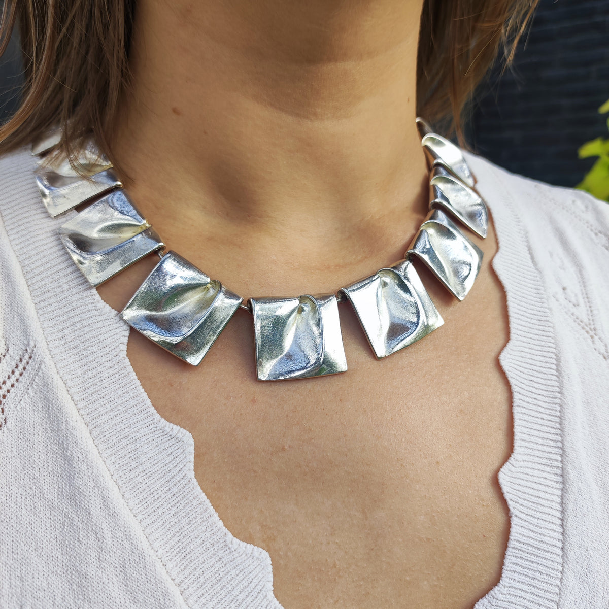 Vintage 1971 Lapponia Planetoid Valleys Sterling Silver Necklace by Björn Weckström