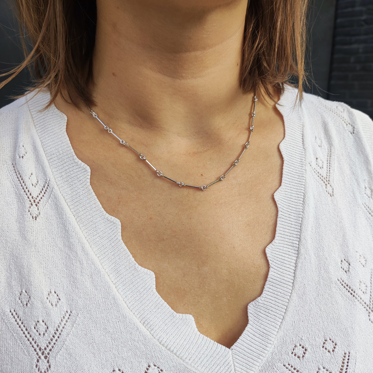 Vintage Lapponia Silver Path Sterling Silver Necklace by Björn Weckström, 1990