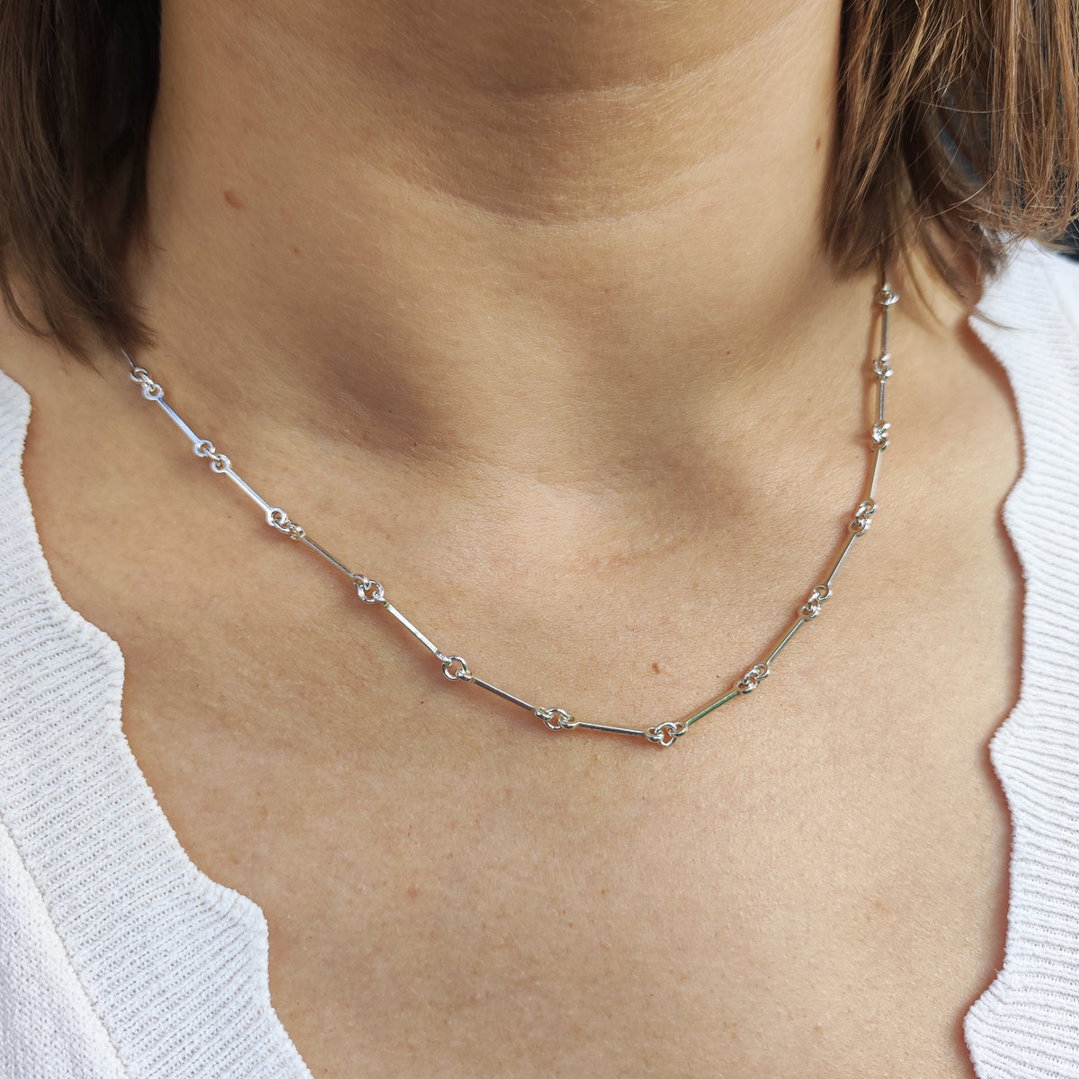 Vintage Lapponia Silver Path Sterling Silver Necklace by Björn Weckström, 1990