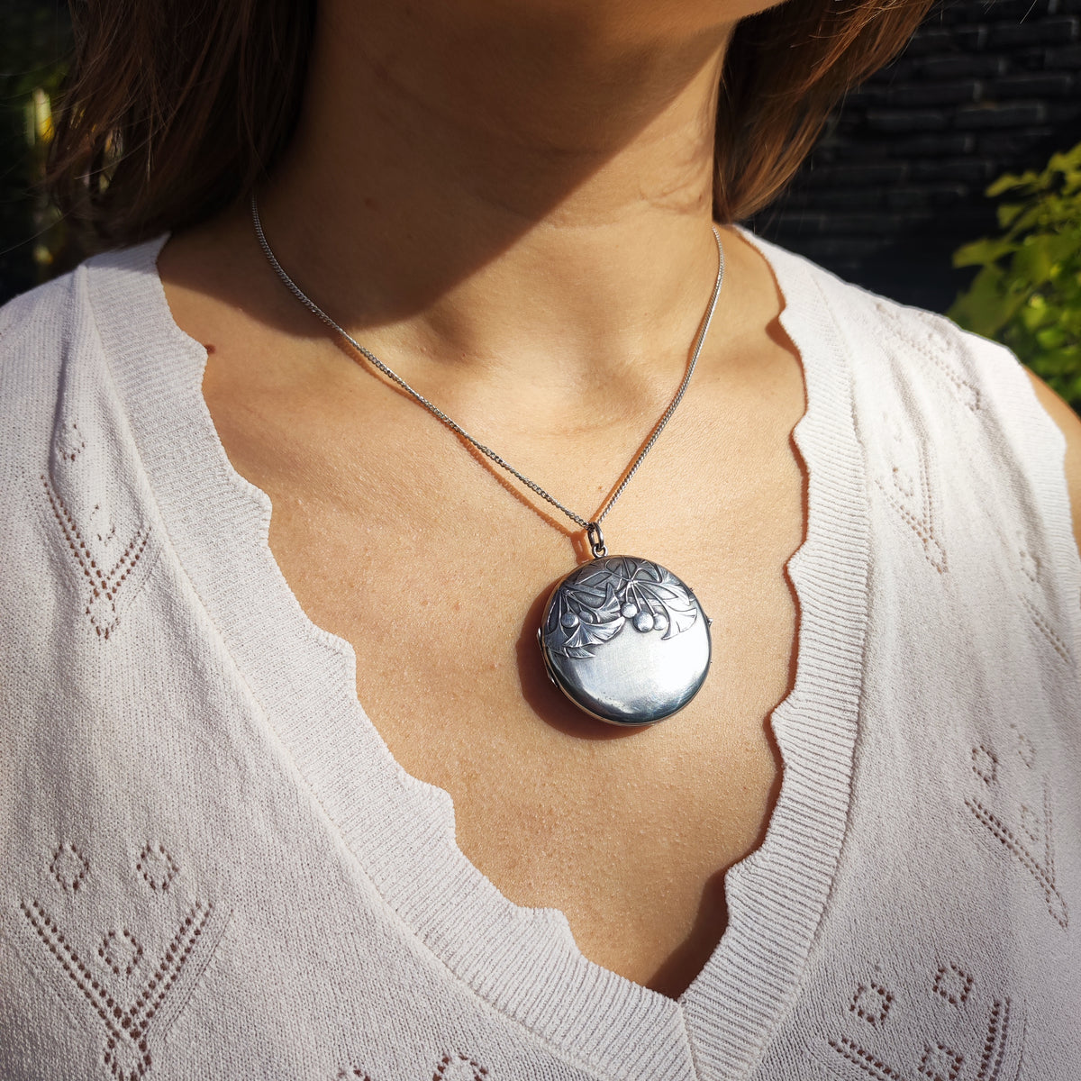 Antique Art Nouveau 800 Silver Ginkgo Locket
