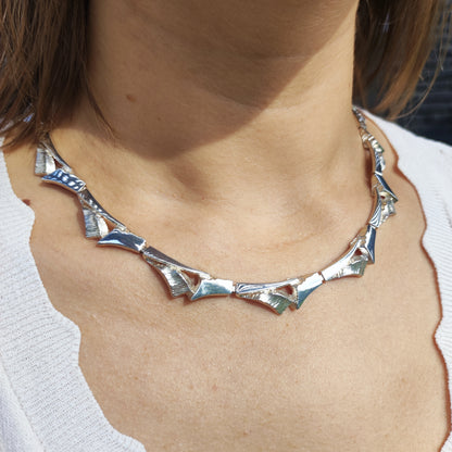 Vintage Finnish AKT Sterling Silver Link Necklace by Marjut Kemppi