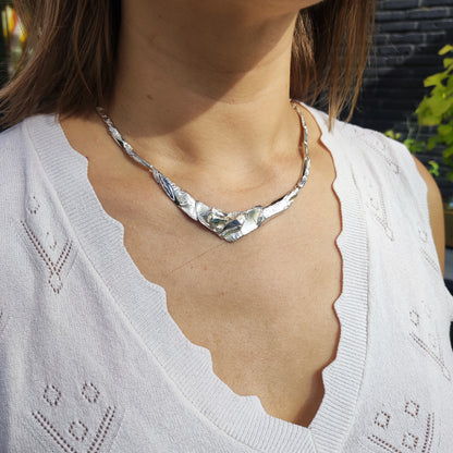 Finnish AKT Sterling Silver Sculptural Collar Necklace