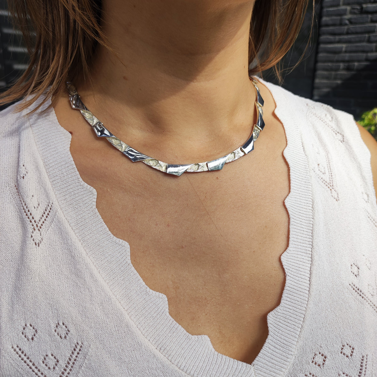 Vintage Modernist Silver Necklave by Riitta Hakala for Tammen Koru