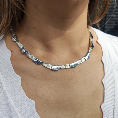 Vintage Modernist Silver Necklave by Riitta Hakala for Tammen Koru