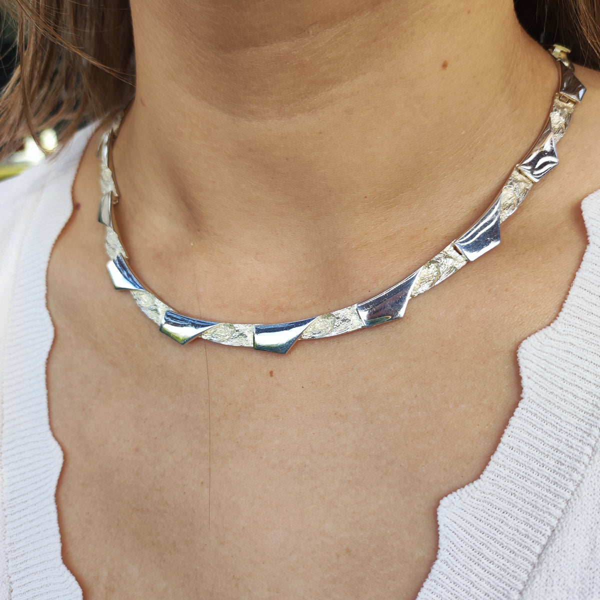 Vintage Modernist Silver Necklave by Riitta Hakala for Tammen Koru