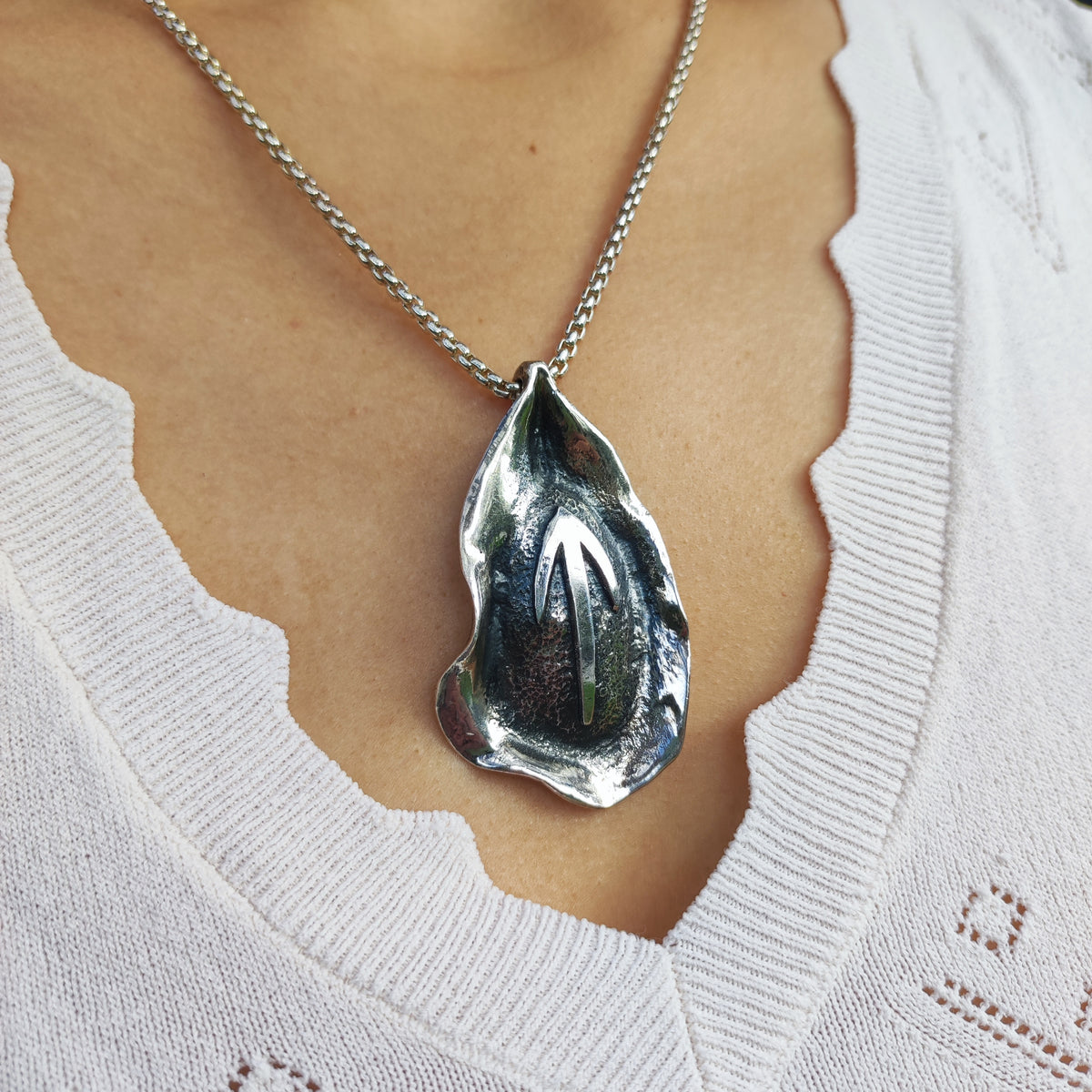 Vintage Mies De Wilde Brutalist Sterling Silver Abstract Pendant Necklace