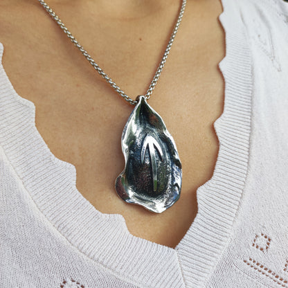 Vintage Mies De Wilde Brutalist Sterling Silver Abstract Pendant Necklace