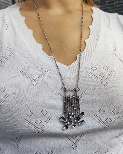 Vintage Hannu Ikonen Cascade Reindeer Moss Silver Necklace