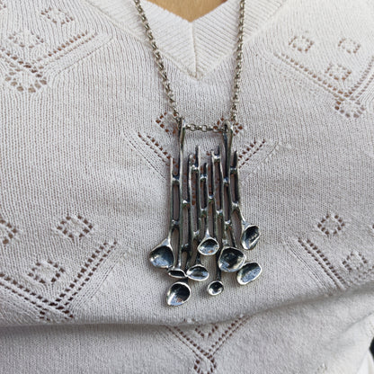 Vintage Hannu Ikonen Cascade Reindeer Moss Silver Necklace