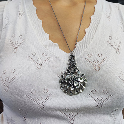 Vintage Hannu Ikonen Large Articulated Reindeer Moss Silver Necklace