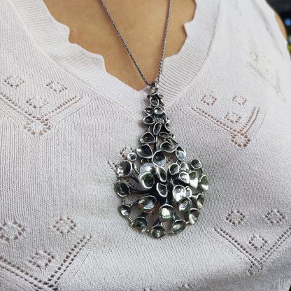 Vintage Hannu Ikonen Large Articulated Reindeer Moss Silver Necklace
