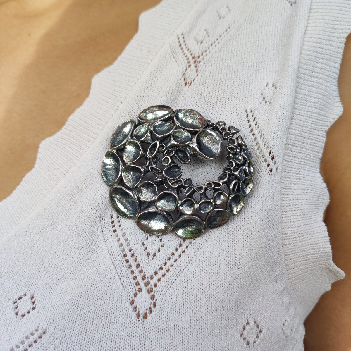 Vintage Hannu Ikonen Sterling Silver Reindeer Moss Brooch
