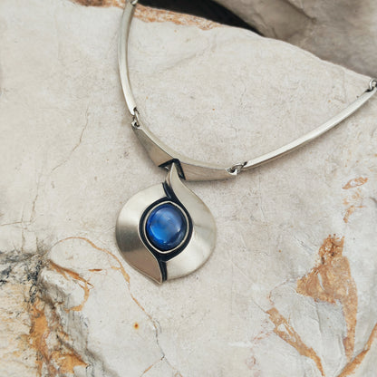 Vintage Sirokoru Sterling Silver Spectrolite Collar Necklace by Matti J. Hyvärinen