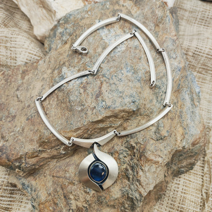 Vintage Sirokoru Sterling Silver Spectrolite Collar Necklace by Matti J. Hyvärinen