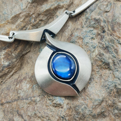 Vintage Sirokoru Sterling Silver Spectrolite Collar Necklace by Matti J. Hyvärinen