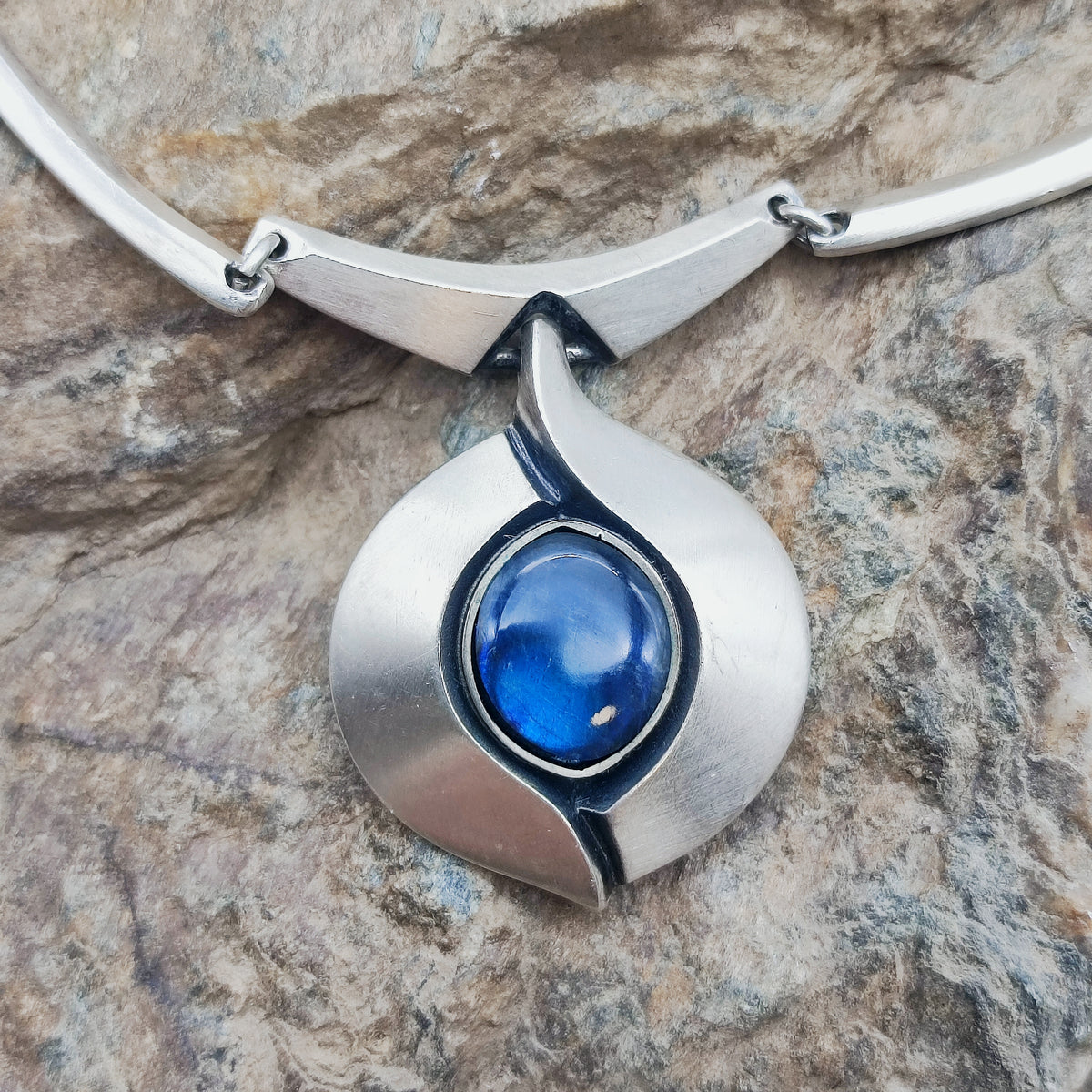 Vintage Sirokoru Sterling Silver Spectrolite Collar Necklace by Matti J. Hyvärinen