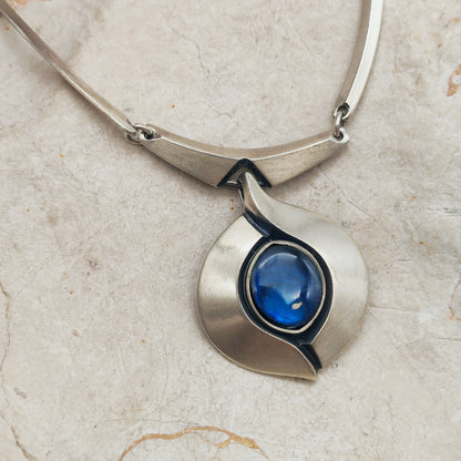 Vintage Sirokoru Sterling Silver Spectrolite Collar Necklace by Matti J. Hyvärinen