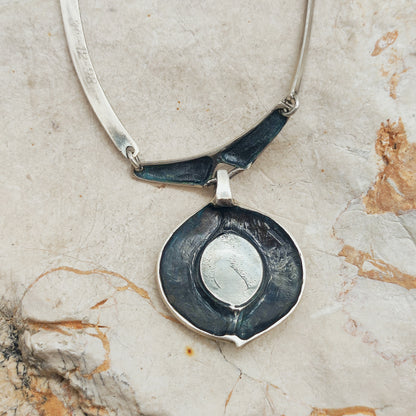 Vintage Sirokoru Sterling Silver Spectrolite Collar Necklace by Matti J. Hyvärinen
