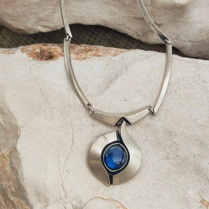 Vintage Sirokoru Sterling Silver Spectrolite Collar Necklace by Matti J. Hyvärinen