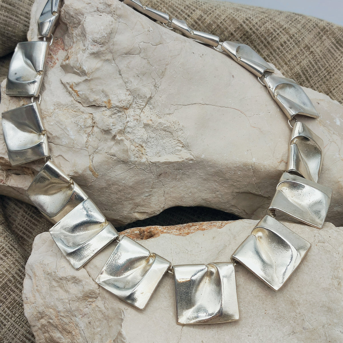 Vintage 1971 Lapponia Planetoid Valleys Sterling Silver Necklace by Björn Weckström