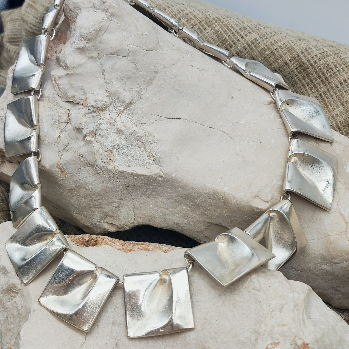Vintage 1971 Lapponia Planetoid Valleys Sterling Silver Necklace by Björn Weckström