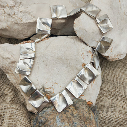 Vintage 1971 Lapponia Planetoid Valleys Sterling Silver Necklace by Björn Weckström